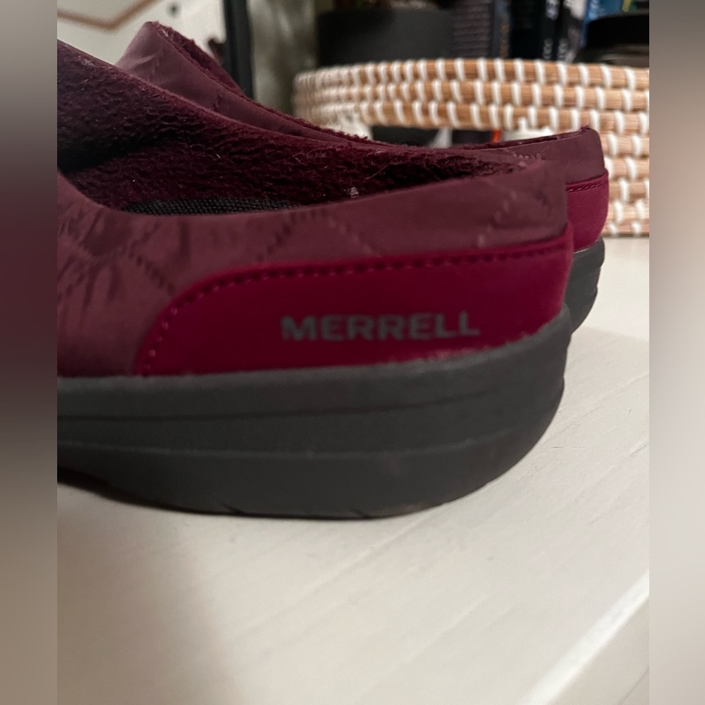Merrell Women Encore Kassie Mule Clog Burgundy Red Quilted Fabric Slip On Size 7 - Picture 3 of 9
